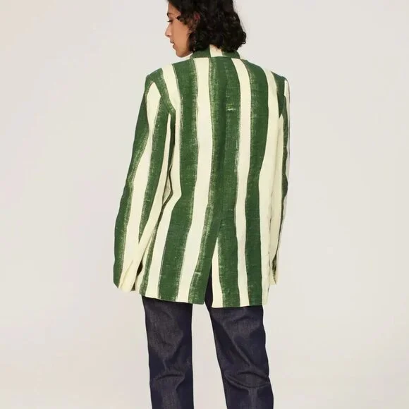 Simon Miller Lennox Jacket in Green Stripe - Picture 3 of 11